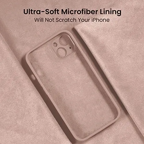 FireNova Designed for iPhone 13 Case, Silicone Upgraded [Camera Protection] Phone Case, Soft Anti-Scratch Microfiber Lining Inside, 6.1 inch, Pinksand - 5