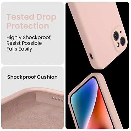 FireNova Designed for iPhone 13 Case, Silicone Upgraded [Camera Protection] Phone Case, Soft Anti-Scratch Microfiber Lining Inside, 6.1 inch, Pinksand - 4