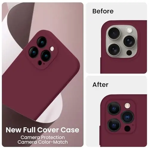 FireNova Designed for iPhone 16 Pro Case, Silicone Upgraded [Camera Protection] Phone Case, Soft Anti-Scratch Microfiber Lining Inside, 2024, Plum - 3