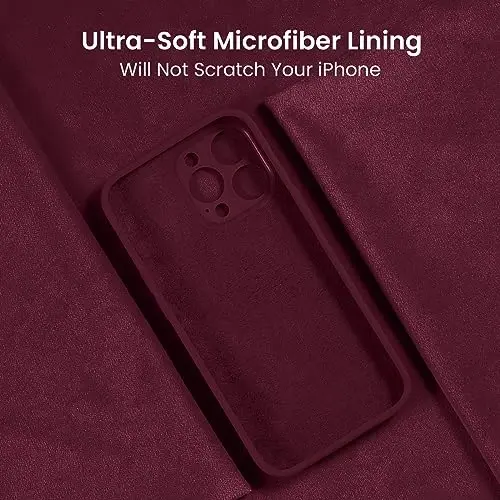 FireNova Designed for iPhone 16 Pro Case, Silicone Upgraded [Camera Protection] Phone Case, Soft Anti-Scratch Microfiber Lining Inside, 2024, Plum - 5