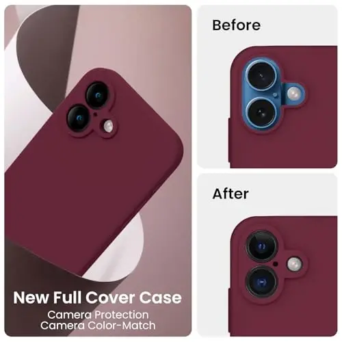 FireNova Designed for iPhone 16 Plus Case, Silicone Upgraded [Camera Protection] Case, Soft Anti-Scratch Microfiber Lining Inside, 6.7 inch, Plum - 3