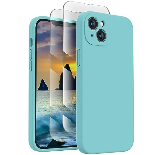 FireNova Designed for iPhone 13 Case, Silicone Upgraded [Camera Protection] Phone Case, Soft Anti-Scratch Microfiber Lining Inside, 6.1 inch, Sea Blue 