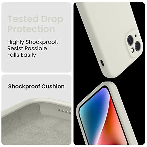 FireNova Designed for iPhone 13 Case, Silicone Upgraded [Camera Protection] Phone Case, Soft Anti-Scratch Microfiber Lining Inside, 6.1 inch, Stone - 4