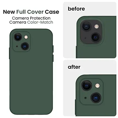 FireNova Designed for iPhone 13 Case, Silicone Upgraded [Camera Protection] Phone Case with [2 Screen Protectors], Soft Anti-Scratch Microfiber Lining Inside, 6.1 inch, Alpine Green - 3