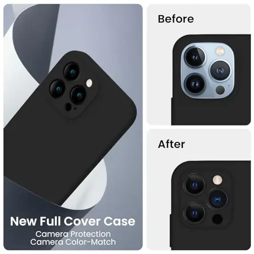 FireNova Designed for iPhone 13 Case, Silicone Upgraded [Camera Protection] Phone Case with [2 Screen Protectors], Soft Anti-Scratch Microfiber Lining Inside, 6.1 inch, Black - 3
