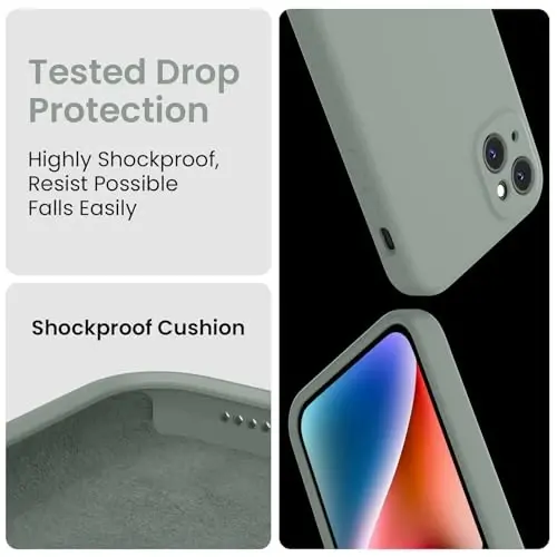 FireNova Designed for iPhone 13 Case, Silicone Upgraded [Camera Protection] Phone Case with [2 Screen Protectors], Soft Anti-Scratch Microfiber Lining Inside, 6.1 inch, Calke Green - 4