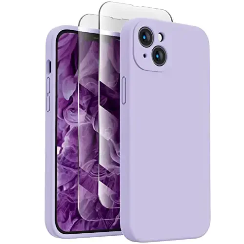 FireNova Designed for iPhone 13 Case, Silicone Upgraded [Camera Protection] Phone Case with [2 Screen Protectors], Soft Anti-Scratch Microfiber Lining Inside, 6.1 inch, Clove Purple - FIRENOVA