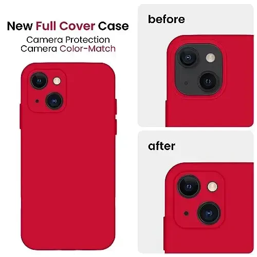 FireNova Designed for iPhone 13 Case, Silicone Upgraded [Camera Protection] Phone Case with [2 Screen Protectors], Soft Anti-Scratch Microfiber Lining Inside, 6.1 inch, Deep Red - 3