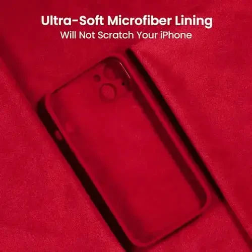 FireNova Designed for iPhone 13 Case, Silicone Upgraded [Camera Protection] Phone Case with [2 Screen Protectors], Soft Anti-Scratch Microfiber Lining Inside, 6.1 inch, Deep Red - 5