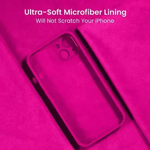 FireNova Designed for iPhone 13 Case, Silicone Upgraded [Camera Protection] Phone Case with [2 Screen Protectors], Soft Anti-Scratch Microfiber Lining Inside, 6.1 inch, Hot Pink - 5