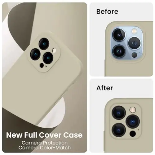 FireNova Designed for iPhone 13 Case, Silicone Upgraded [Camera Protection] Phone Case with [2 Screen Protectors], Soft Anti-Scratch Microfiber Lining Inside, 6.1 inch, Khaki - 4