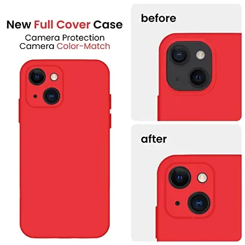 FireNova Designed for iPhone 13 Case, Silicone Upgraded [Camera Protection] Phone Case with [2 Screen Protectors], Soft Anti-Scratch Microfiber Lining Inside, 6.1 inch, Red - 3