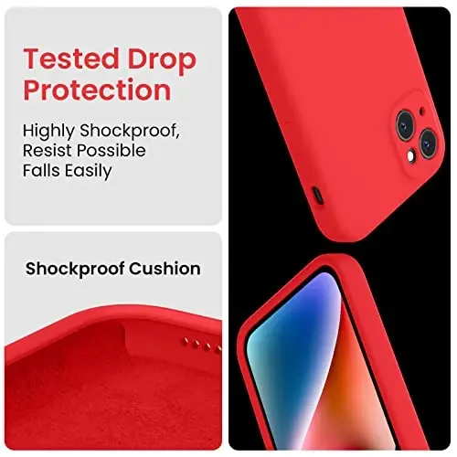 FireNova Designed for iPhone 13 Case, Silicone Upgraded [Camera Protection] Phone Case with [2 Screen Protectors], Soft Anti-Scratch Microfiber Lining Inside, 6.1 inch, Red - 4