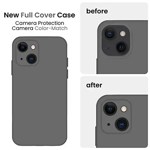 FireNova Designed for iPhone 13 Case, Silicone Upgraded [Camera Protection] Phone Case with [2 Screen Protectors], Soft Anti-Scratch Microfiber Lining Inside, 6.1 inch, Space Gray - 3