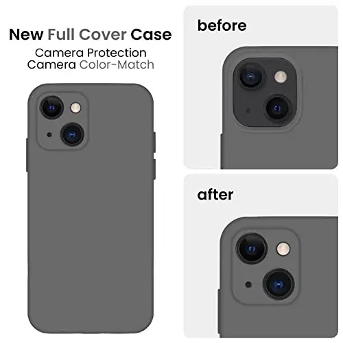 FireNova Designed for iPhone 13 Case, Silicone Upgraded [Camera Protection] Phone Case with [2 Screen Protectors], Soft Anti-Scratch Microfiber Lining Inside, 6.1 inch, Space Gray - 3
