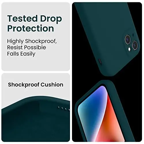 FireNova Designed for iPhone 13 Case, Silicone Upgraded [Camera Protection] Phone Case with [2 Screen Protectors], Soft Anti-Scratch Microfiber Lining Inside, 6.1 inch, Teal - 4