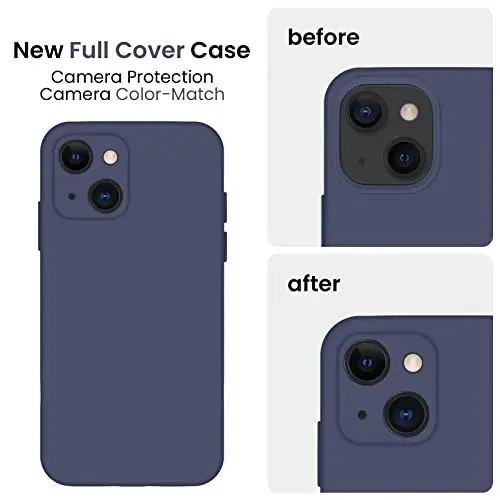 FireNova Designed for iPhone 13 Case, Silicone Upgraded [Camera Protection] Phone Case, Soft Anti-Scratch Microfiber Lining Inside, 6.1 inch, Navy Blue - 3