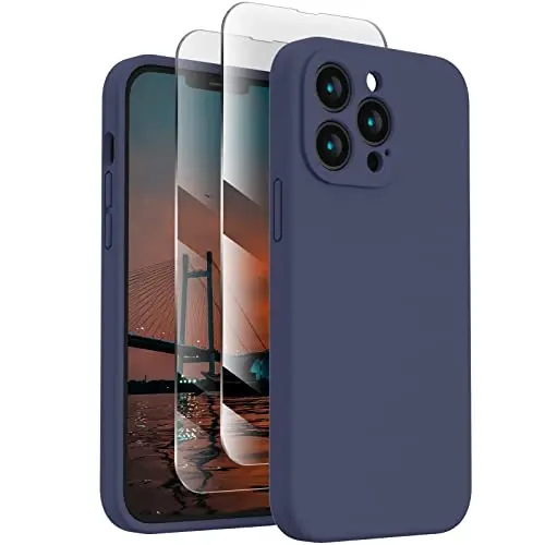 FireNova Designed for iPhone 13 Pro Case, Silicone Upgraded [Camera Protection] Phone Case, Soft Anti-Scratch Microfiber Lining Inside, 6.1 inch, Navy Blue - 1