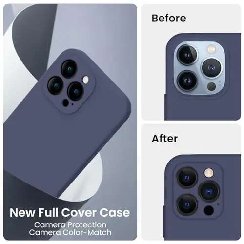 FireNova Designed for iPhone 13 Pro Case, Silicone Upgraded [Camera Protection] Phone Case, Soft Anti-Scratch Microfiber Lining Inside, 6.1 inch, Navy Blue - 3