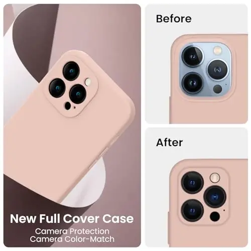 FireNova Designed for iPhone 13 Pro Case, Silicone Upgraded [Camera Protection] Phone Case, Soft Anti-Scratch Microfiber Lining Inside, 6.1 inch, Pinksand - 3