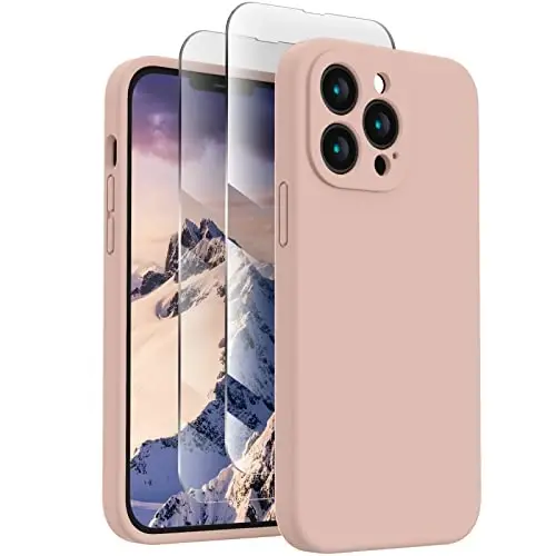 FireNova Designed for iPhone 13 Pro Case, Silicone Upgraded [Camera Protection] Phone Case, Soft Anti-Scratch Microfiber Lining Inside, 6.1 inch, Pinksand - FIRENOVA