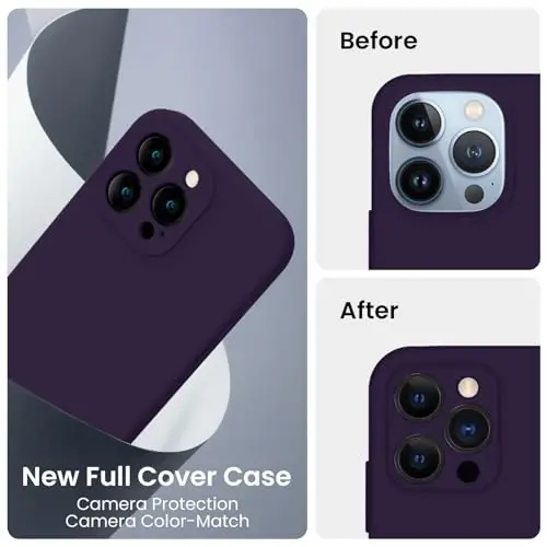 FireNova Designed for iPhone 13 Pro Case, Silicone Upgraded [Camera Protection] Phone Case, Soft Anti-Scratch Microfiber Lining Inside, 6.1 inch, Purple - 3