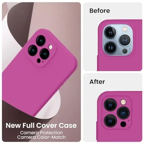 FireNova Designed for iPhone 13 Pro Case, Silicone Upgraded [Camera Protection] Phone Case, Soft Anti-Scratch Microfiber Lining Inside, 6.1 inch, Shocking Pink - 3