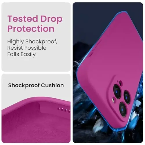 FireNova Designed for iPhone 13 Pro Case, Silicone Upgraded [Camera Protection] Phone Case, Soft Anti-Scratch Microfiber Lining Inside, 6.1 inch, Shocking Pink - 4