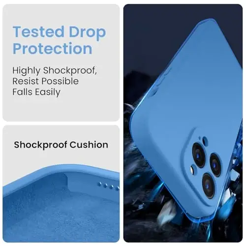FireNova Designed for iPhone 13 Pro Case, Silicone Upgraded [Camera Protection] Phone Case with [2 Screen Protectors], Soft Anti-Scratch Microfiber Lining Inside, 6.1 inch, Blue - 4