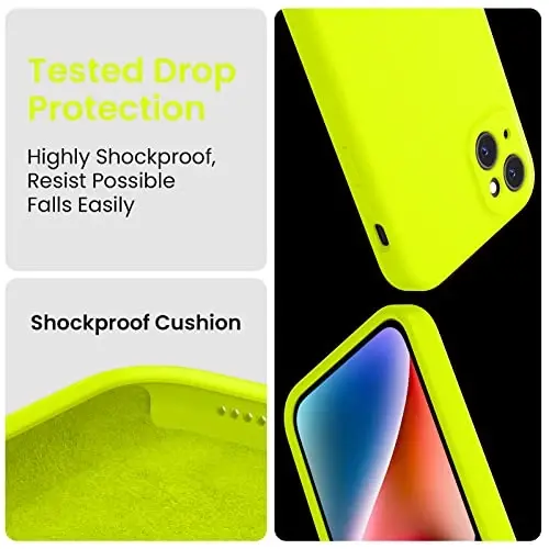 FireNova Designed for iPhone 13 Pro Case, Silicone Upgraded [Camera Protection] Phone Case with [2 Screen Protectors], Soft Anti-Scratch Microfiber Lining Inside, 6.1 inch, Fluorescent Green - 4