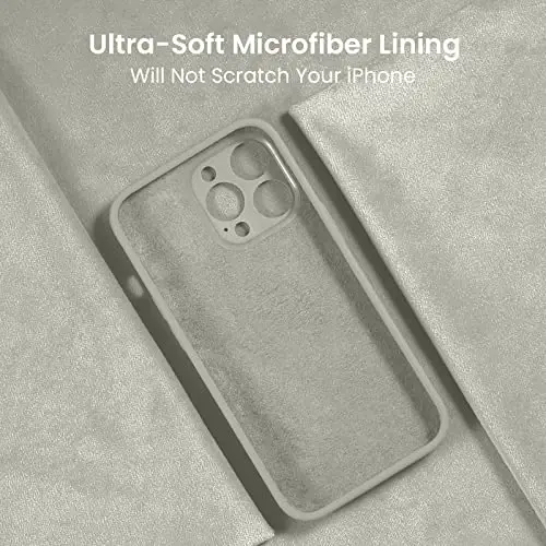 FireNova Designed for iPhone 13 Pro Case, Silicone Upgraded [Camera Protection] Phone Case with [2 Screen Protectors], Soft Anti-Scratch Microfiber Lining Inside, 6.1 inch, Stone - FIRENOVA (1)