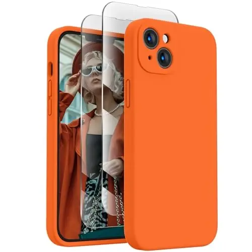 FireNova Designed for iPhone 13 Case, Silicone Upgraded [Camera Protection] Phone Case, Soft Anti-Scratch Microfiber Lining Inside, 6.1 inch, Neon Orange 