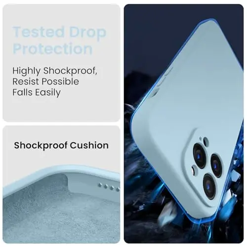 FireNova Designed for iPhone 13 Pro Max Case, Silicone [Camera Protection] Phone Case, Soft Anti-Scratch Microfiber Lining Inside, 6.7 inch, Sky Blue - 4