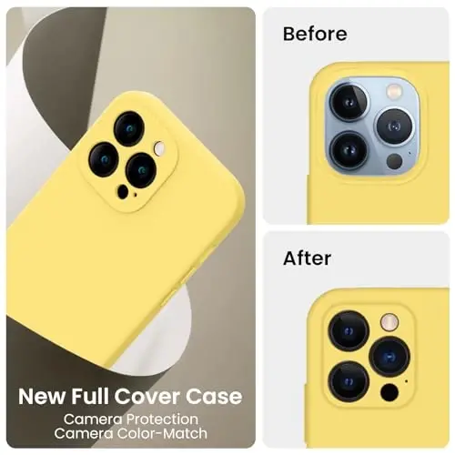 FireNova Designed for iPhone 13 Pro Max Case, Silicone [Camera Protection] Phone Case, Soft Anti-Scratch Microfiber Lining Inside, 6.7 inch, Yellow - 3