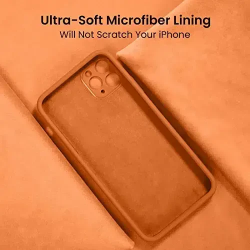 FireNova Designed for iPhone 13 Pro Max Case, Silicone [Camera Protection] Phone Case with [2 Screen Protectors], Soft Anti-Scratch Microfiber Lining Inside, 6.7 inch, Kumquat - 5