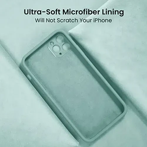 FireNova Designed for iPhone 13 Pro Max Case, Silicone [Camera Protection] Phone Case with [2 Screen Protectors], Soft Anti-Scratch Microfiber Lining Inside, 6.7 inch, Mint Green - 5