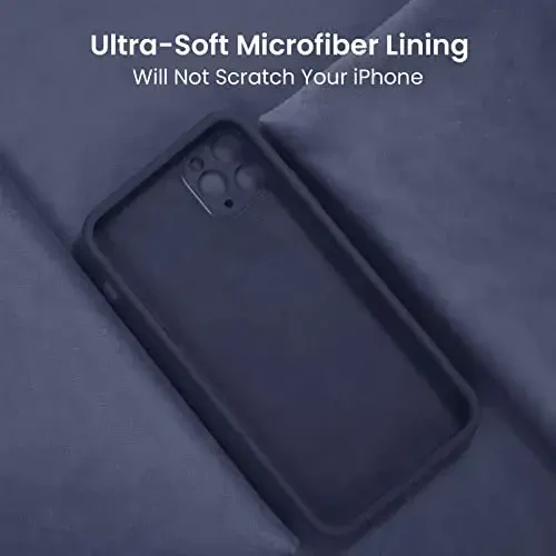 FireNova Designed for iPhone 13 Pro Max Case, Silicone [Camera Protection] Phone Case with [2 Screen Protectors], Soft Anti-Scratch Microfiber Lining Inside, 6.7 inch, Navy Blue - 5