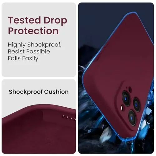 FireNova Designed for iPhone 13 Pro Max Case, Silicone [Camera Protection] Phone Case with [2 Screen Protectors], Soft Anti-Scratch Microfiber Lining Inside, 6.7 inch, Plum - 4