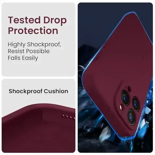 FireNova Designed for iPhone 13 Pro Max Case, Silicone [Camera Protection] Phone Case with [2 Screen Protectors], Soft Anti-Scratch Microfiber Lining Inside, 6.7 inch, Plum - 4