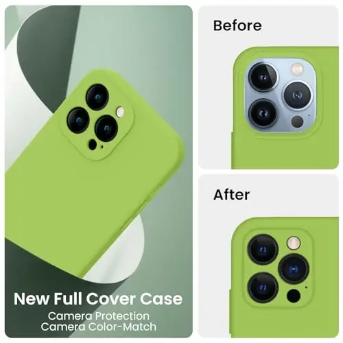 FireNova Designed for iPhone 13 Pro Max Case, Silicone [Camera Protection] Phone Case with [2 Screen Protectors], Soft Anti-Scratch Microfiber Lining Inside, 6.7 inch, Sprout Green - 3