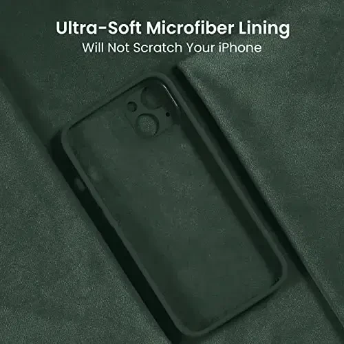 FireNova Designed for iPhone 14 Case, Silicone Upgraded [Camera Protection] Phone Case with [2 Screen Protectors], Soft Anti-Scratch Microfiber Lining Inside, 6.1 inch, Alpine Green - 5