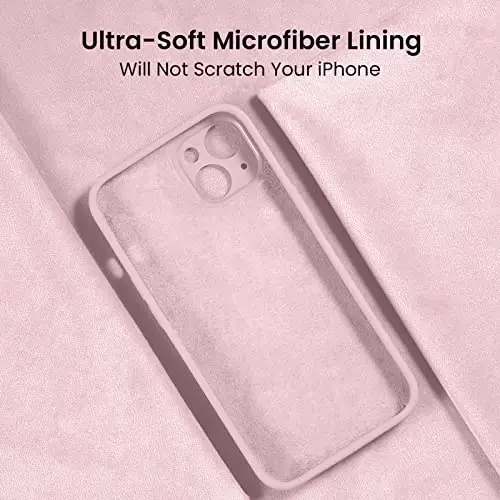 FireNova Designed for iPhone 14 Case, Silicone Upgraded [Camera Protection] Phone Case with [2 Screen Protectors], Soft Anti-Scratch Microfiber Lining Inside, 6.1 inch, Chalk Pink - 5