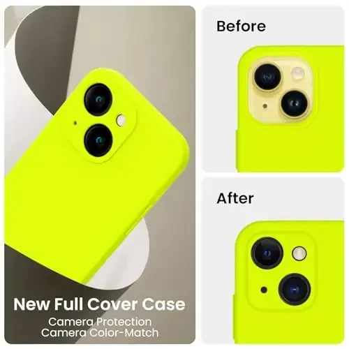 FireNova Designed for iPhone 14 Case, Silicone Upgraded [Camera Protection] Phone Case with [2 Screen Protectors], Soft Anti-Scratch Microfiber Lining Inside, 6.1 inch, Fluorescent Green - 3