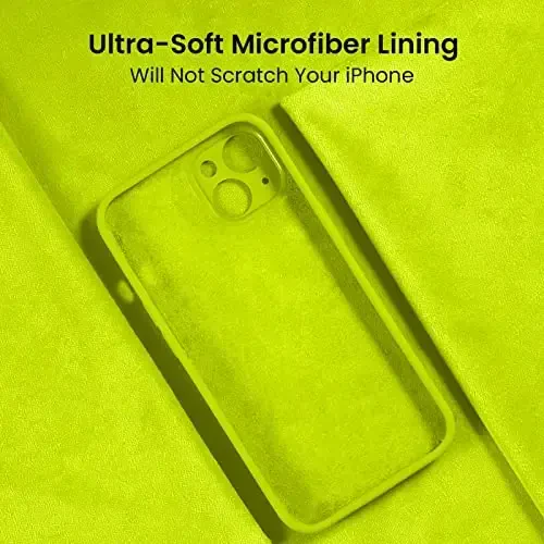 FireNova Designed for iPhone 14 Case, Silicone Upgraded [Camera Protection] Phone Case with [2 Screen Protectors], Soft Anti-Scratch Microfiber Lining Inside, 6.1 inch, Fluorescent Green - 5