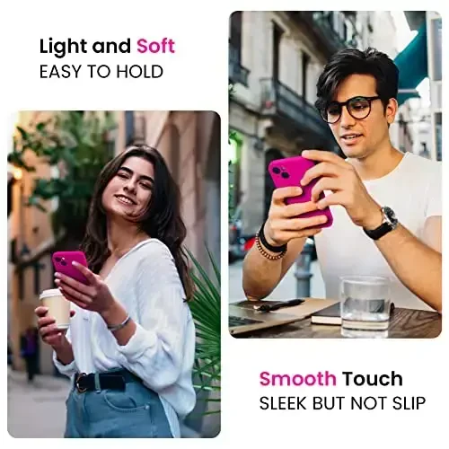 FireNova Designed for iPhone 14 Case, Silicone Upgraded [Camera Protection] Phone Case with [2 Screen Protectors], Soft Anti-Scratch Microfiber Lining Inside, 6.1 inch, Hot Pink - 2