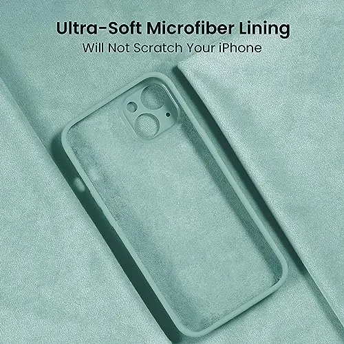 FireNova Designed for iPhone 14 Case, Silicone Upgraded [Camera Protection] Phone Case with [2 Screen Protectors], Soft Anti-Scratch Microfiber Lining Inside, 6.1 inch, Mint Green - 5