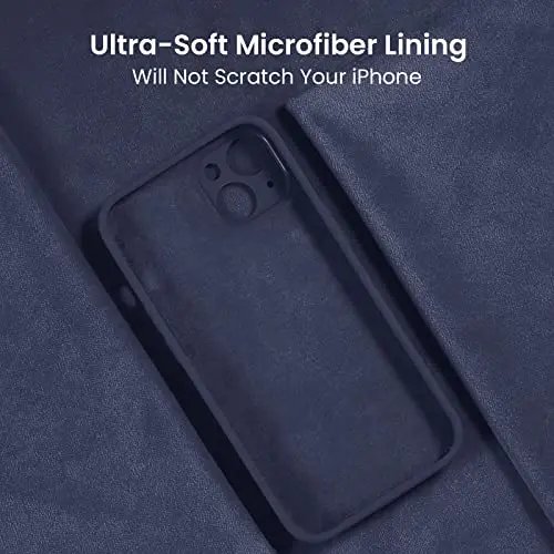 FireNova Designed for iPhone 14 Case, Silicone Upgraded [Camera Protection] Phone Case with [2 Screen Protectors], Soft Anti-Scratch Microfiber Lining Inside, 6.1 inch, Navy Blue - 5