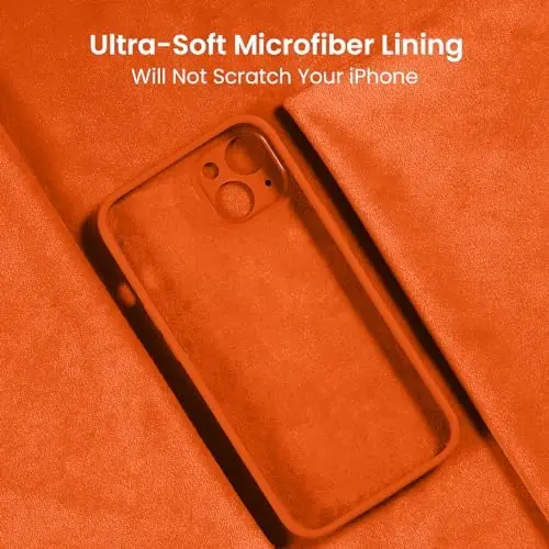 FireNova Designed for iPhone 14 Case, Silicone Upgraded [Camera Protection] Phone Case with [2 Screen Protectors], Soft Anti-Scratch Microfiber Lining Inside, 6.1 inch, Neon Orange - 3