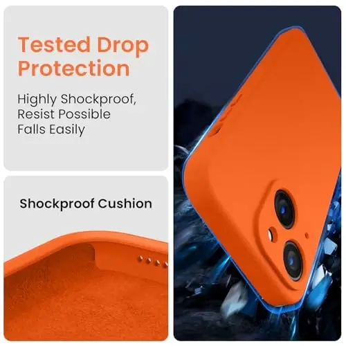 FireNova Designed for iPhone 14 Case, Silicone Upgraded [Camera Protection] Phone Case with [2 Screen Protectors], Soft Anti-Scratch Microfiber Lining Inside, 6.1 inch, Neon Orange - 5