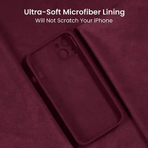 FireNova Designed for iPhone 14 Case, Silicone Upgraded [Camera Protection] Phone Case with [2 Screen Protectors], Soft Anti-Scratch Microfiber Lining Inside, 6.1 inch, Plum - 5